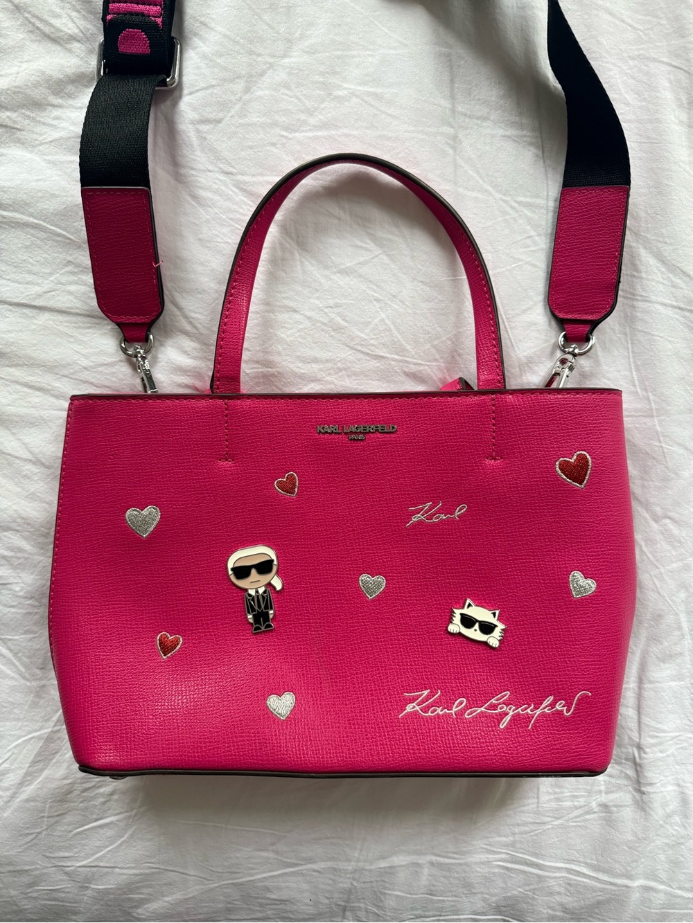 Karl Lagerfeld Paris Maybelle Pink Embellished Tote Satchel